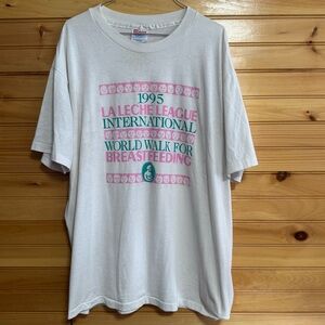 Hanes Vintage 1995 Le Leche League Inter Walk for Breastfeeding White Tee XL